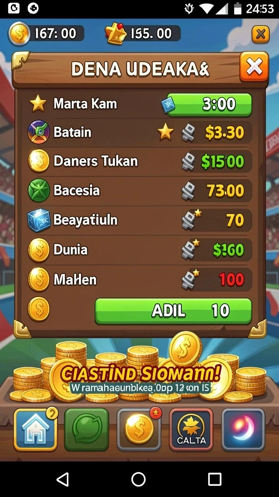 Menu permainan yang lengkap dan mudah dinavigasi.