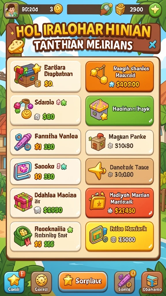 Tangkapan layar memperlihatkan sistem item dan pilihan karakter.