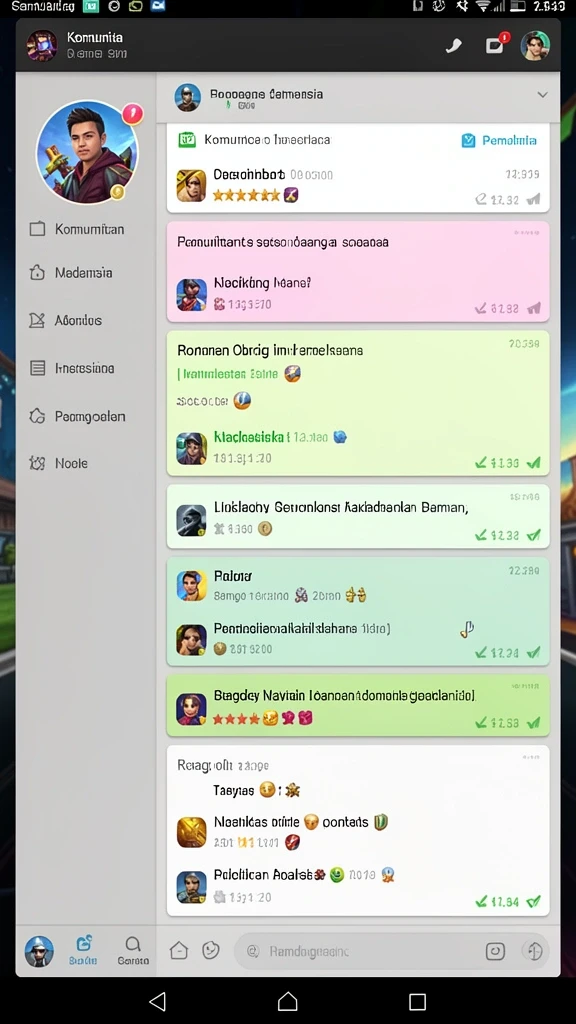 Fitur interaktif untuk berkomunikasi dengan pemain lain.