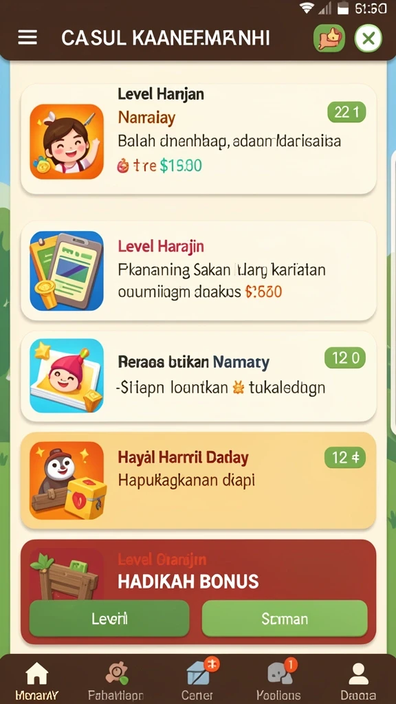 Tampilan menu utama yang menarik dan mudah dinavigasi.